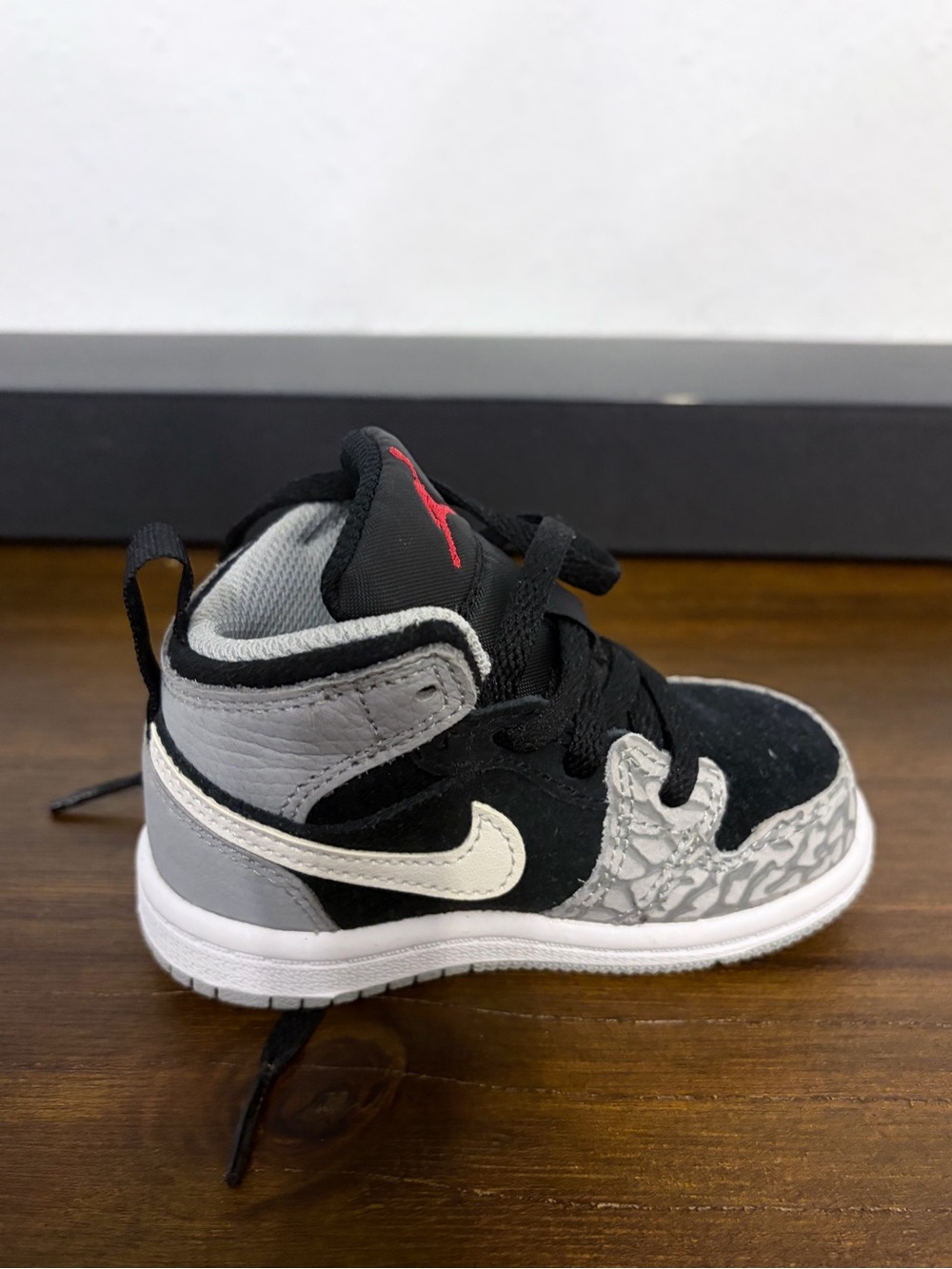 Jordan Kids Black, Gray, White & Red High-Top Sneaker